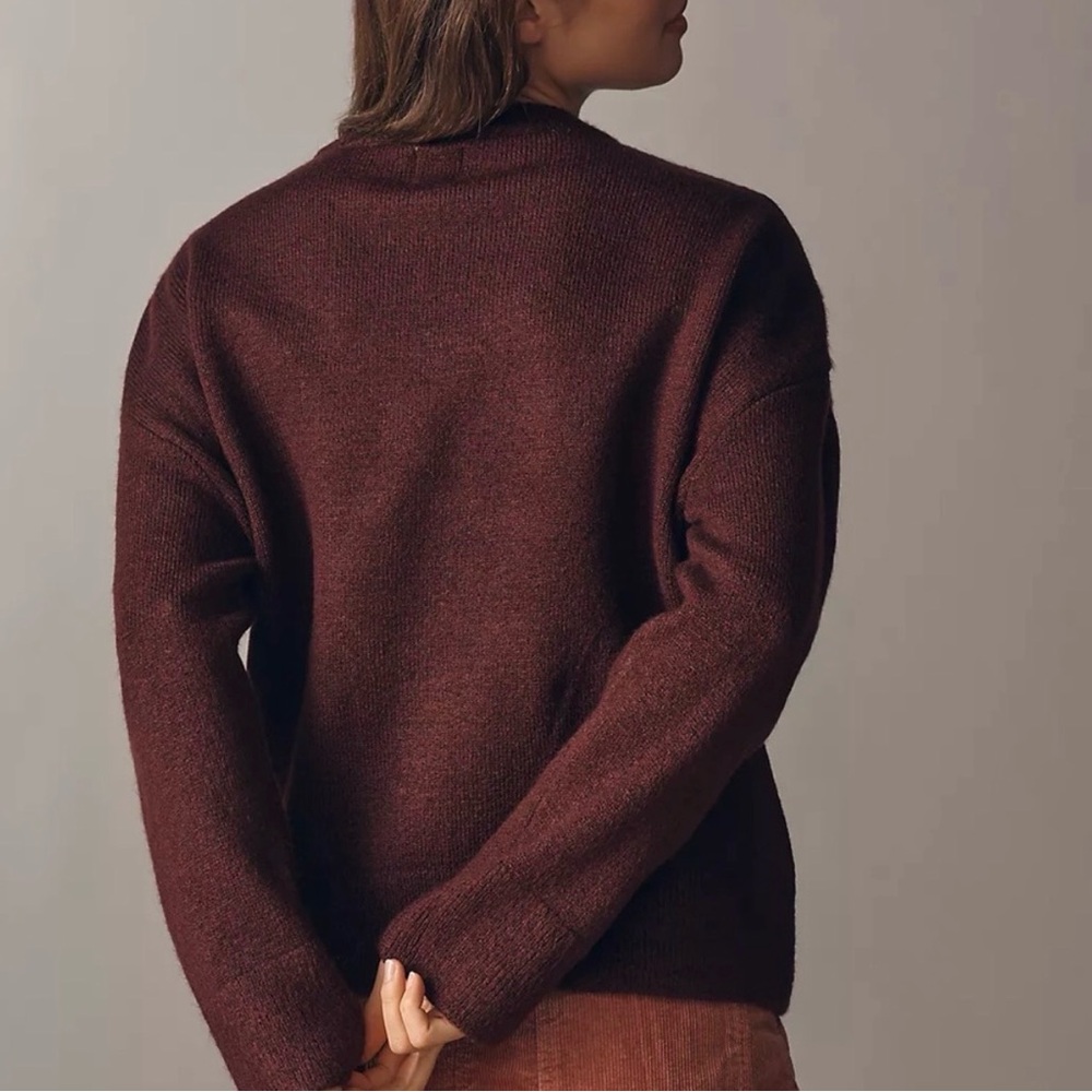 Anthropologie Maeve Crew-Neck Dog Icon Pullover Sweater Small Wine Lab - Picture 4 of 4